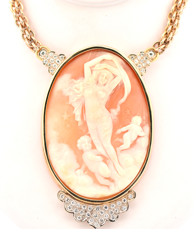 14K Yellow Gold Cameo Necklace