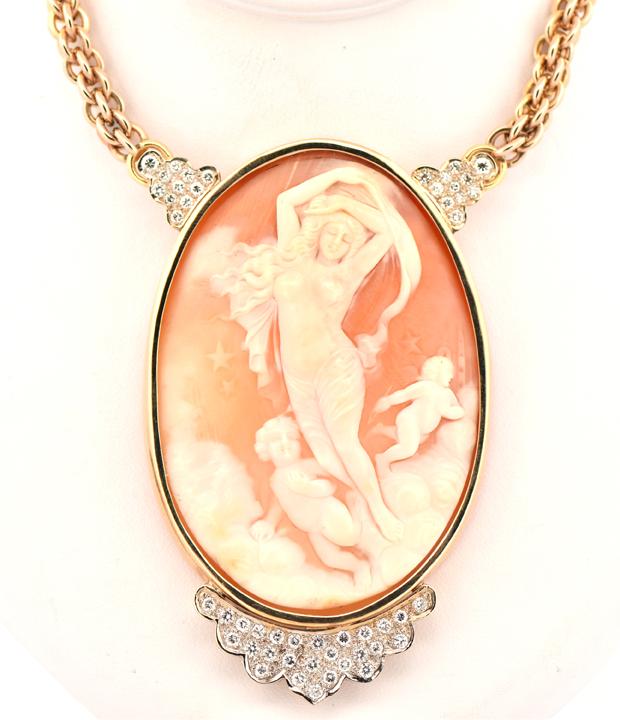 14K Yellow Gold Cameo Necklace