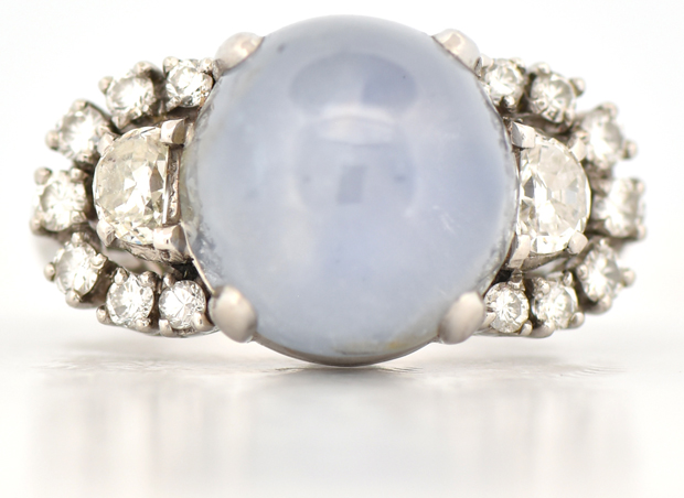 Platinum Diamond and Star Sapphire Ring, GIA #22305079679