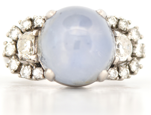Platinum Diamond and Star Sapphire Ring, GIA #22305079679
