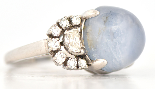Platinum Diamond and Star Sapphire Ring, GIA #22305079679
