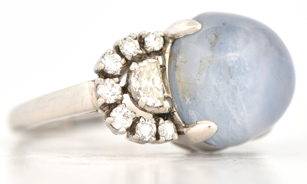 Platinum Diamond and Star Sapphire Ring, GIA #22305079679