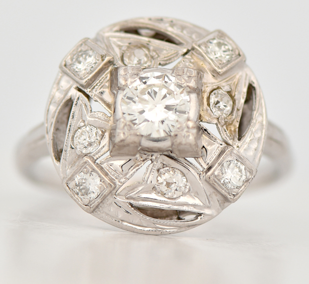 14K White Gold Diamond Ring