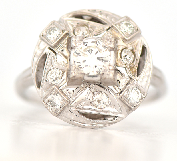 14K White Gold Diamond Ring