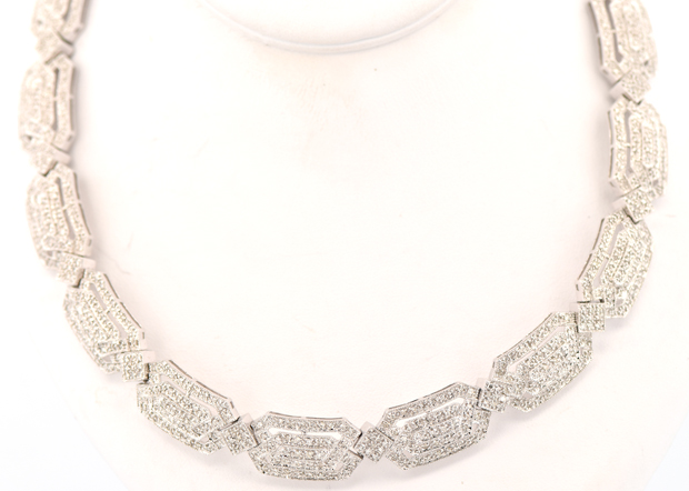 14K White Gold Diamond Necklace