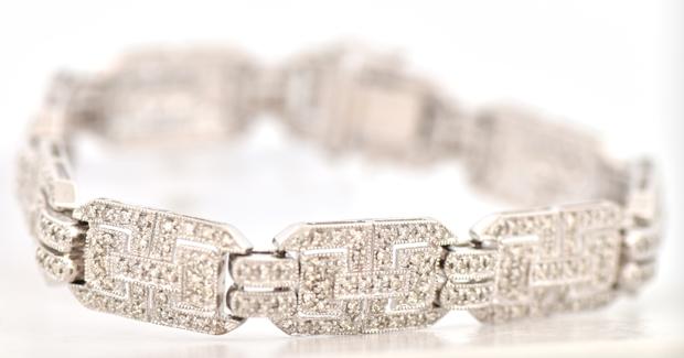 14K White Gold Diamond Bracelet 