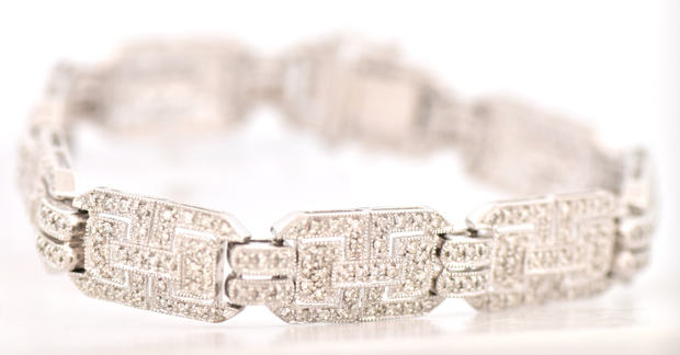 14K White Gold Diamond Bracelet 