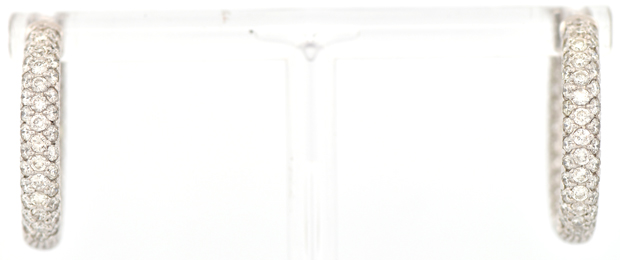 18K White Gold Diamond Hoop Earrings