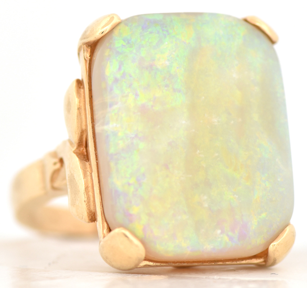 14K Yellow Gold Opal Ring, SGL #240827K-SJ