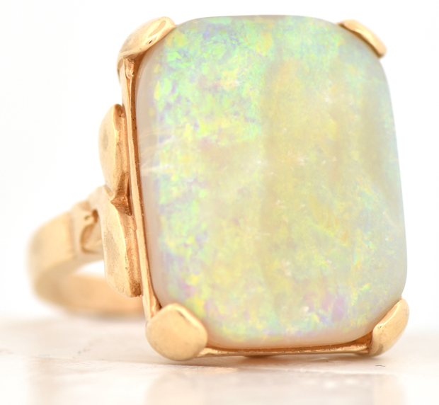 14K Yellow Gold Opal Ring, SGL #240827K-SJ