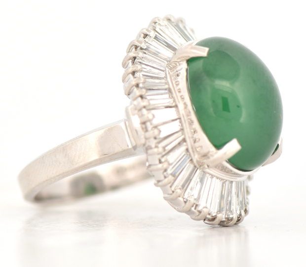 Platinum Diamond and Jade Ring, SGL #240827J-SJ
