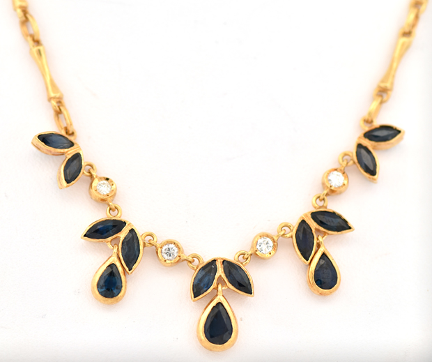 18K Yellow Gold Sapphire Necklace