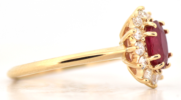 14K Yellow Gold Diamond and Ruby Ring, SGL #240827F