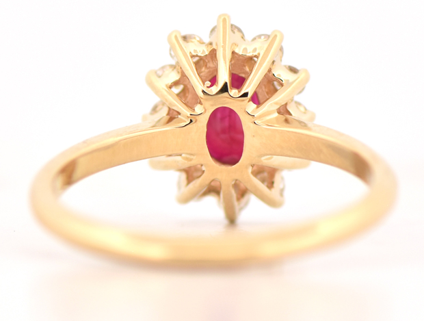 14K Yellow Gold Diamond and Ruby Ring, SGL #240827F