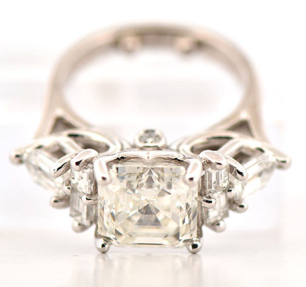 14K White Gold Diamond Ring with a 4.03 Carat Square Emerald Cut, GIA #12998814