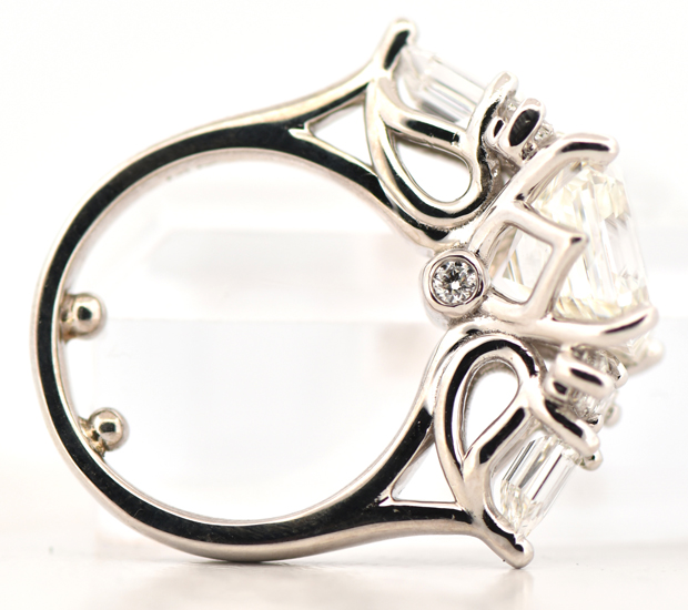 14K White Gold Diamond Ring with a 4.03 Carat Square Emerald Cut, GIA #12998814
