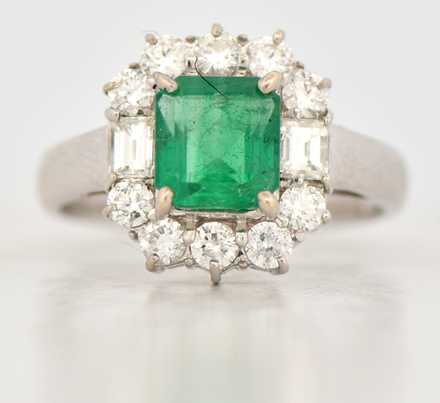 18K White Gold Emerald Ring, SGL #240827T-SJ