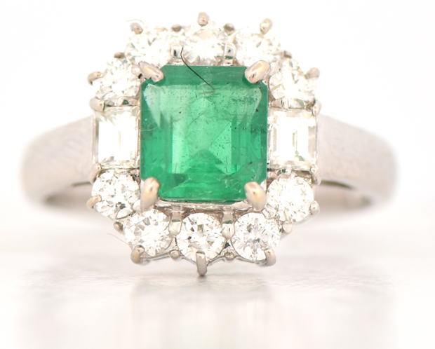18K White Gold Emerald Ring, SGL #240827T-SJ