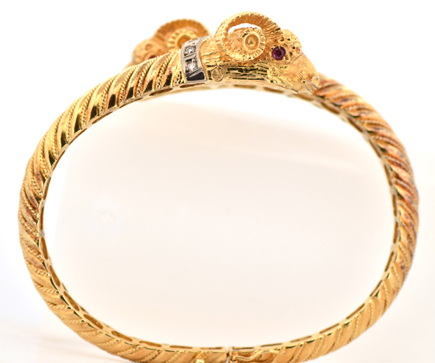 18K Yellow Gold Ram Bangle