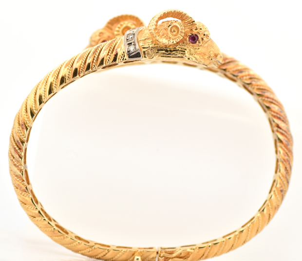 18K Yellow Gold Ram Bangle