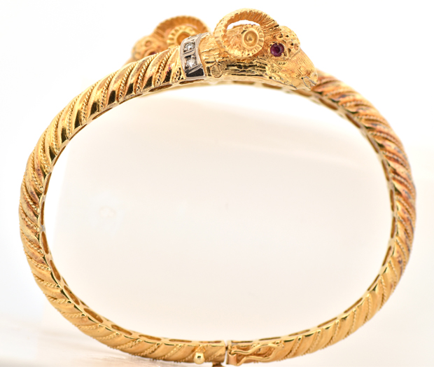 18K Yellow Gold Ram Bangle