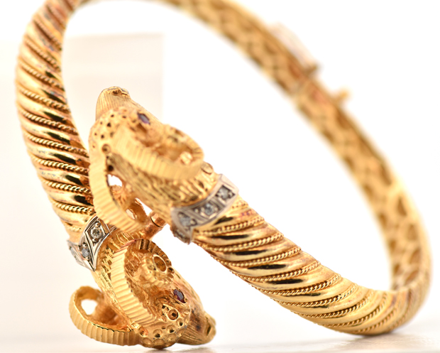 18K Yellow Gold Ram Bangle