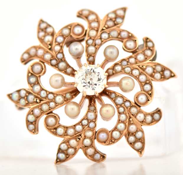 14K Yellow Gold Sunburst Pin