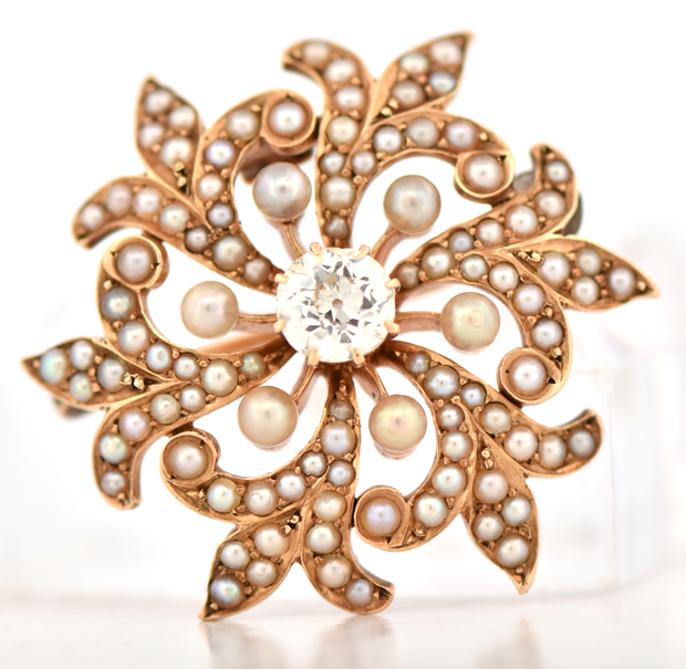 14K Yellow Gold Sunburst Pin