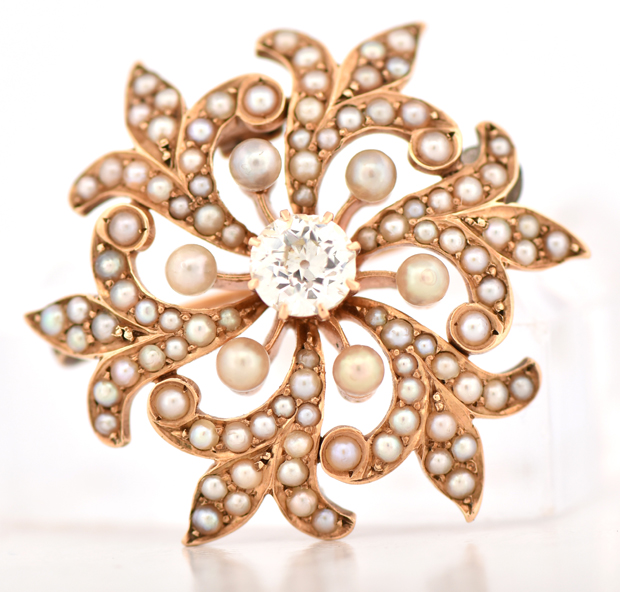14K Yellow Gold Sunburst Pin