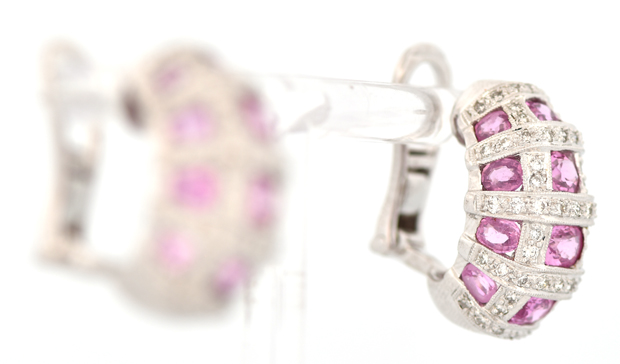 18K White Gold Pink Sapphire Earrings