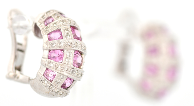 18K White Gold Pink Sapphire Earrings