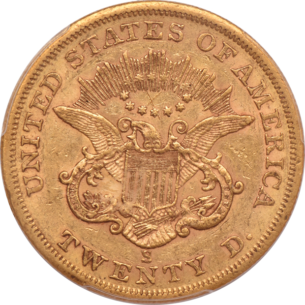 1858-S PCGS AU-53 (scratch)