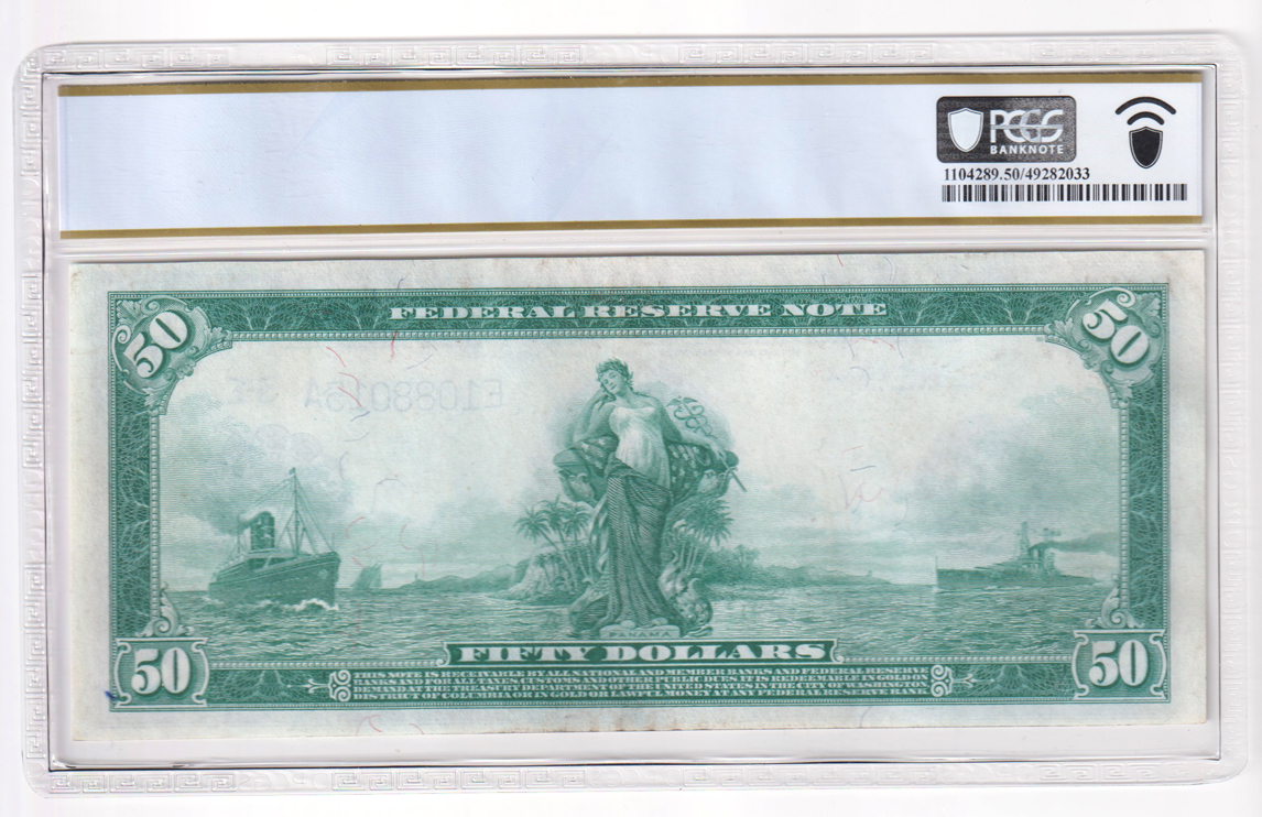 1914 $50 Richmond Blue Seal Fr# 1042 - PCGS AU-50