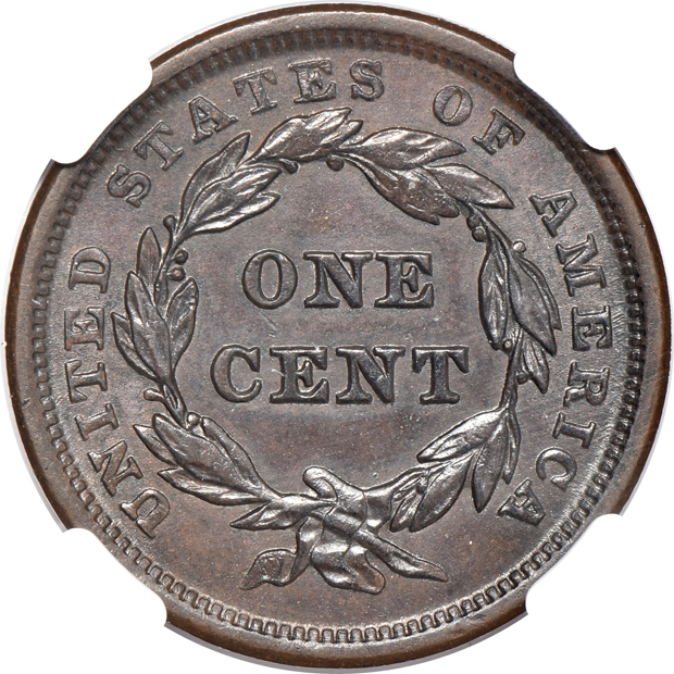 1843 Petite Head - Small Letters NGC MS-61 BN
