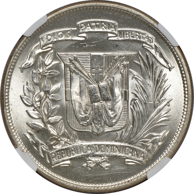 Dominican Republic - 1955 peso - NGC MS-64