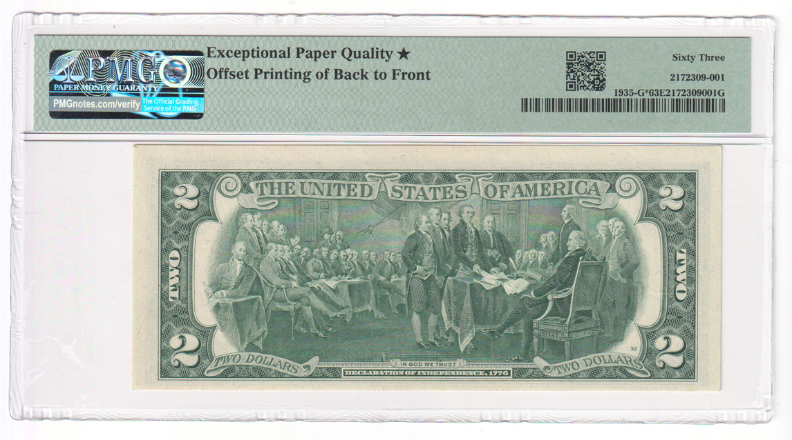 Error Currency - 1976 $2 Chicago Star FRN Offset Printing Error Fr# 1935-G* - PMG ChCU-63 EPQ Star