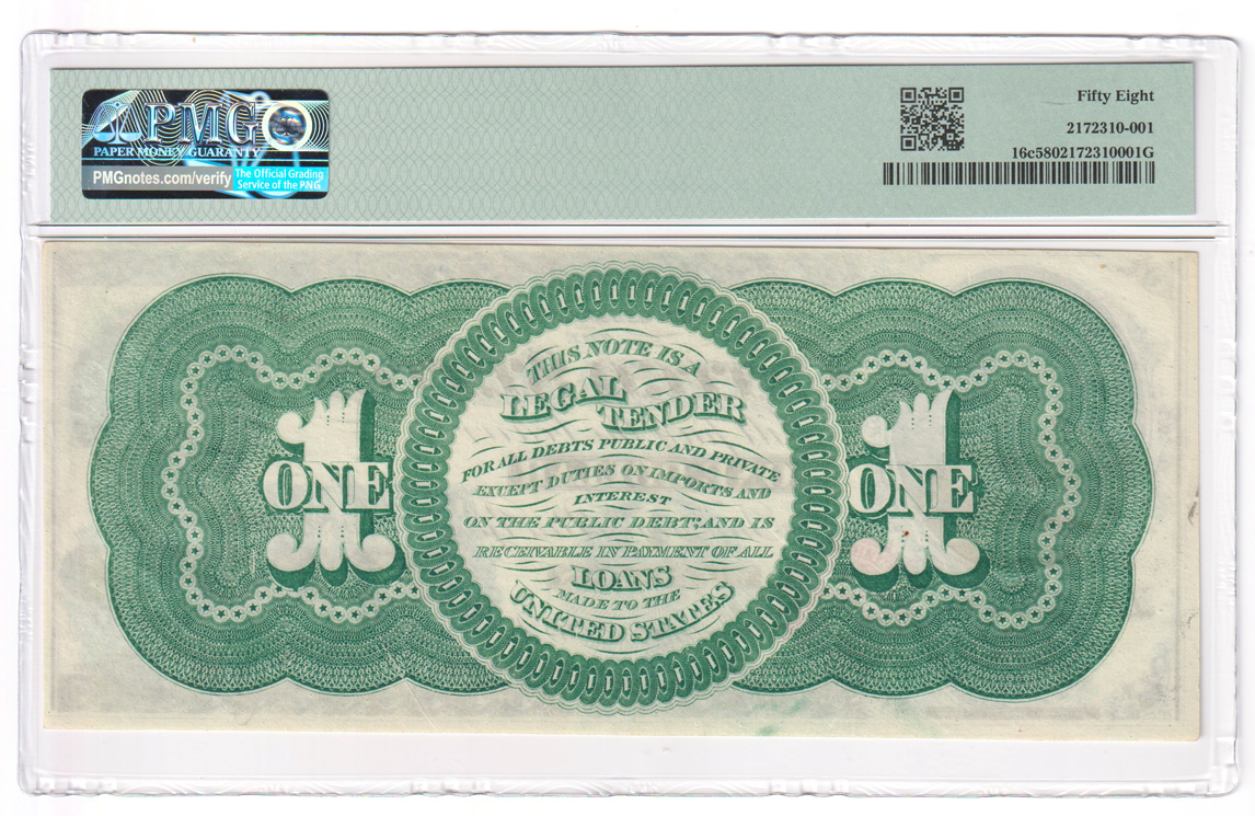 1862 $1 Fr# 16c - PMG AU-58