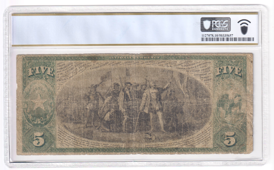 1875 $5 - Dallas, TX Charter #2455 - PCGS VG-10