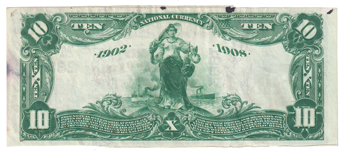 1902 $10 Blue Seal Date Back - Mexico, MO Charter #2881 - VF/ink/stain partially removed