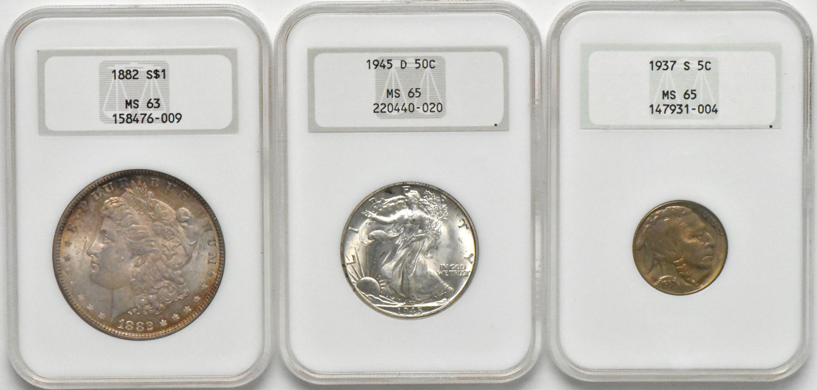 Twelve Uncirculated type coins, all NGC (no line)