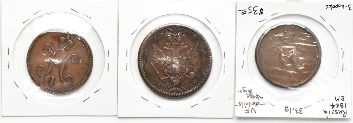 Russia - Seven copper type coins