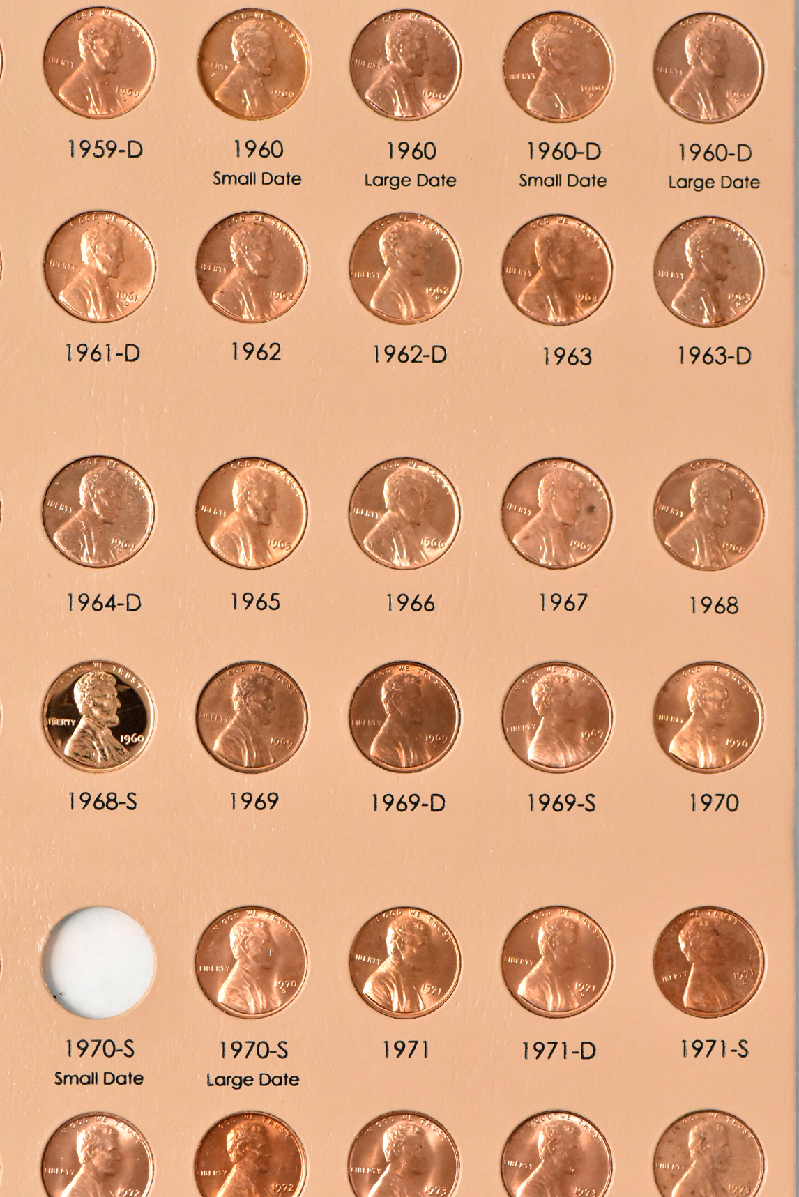 Partial Lincoln cent collection, including proof-only issues, in a Dansco 8100 album