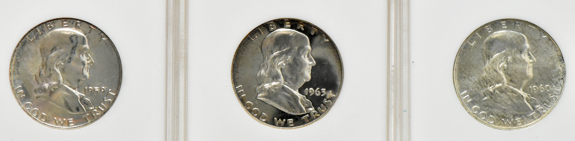 Collection of Proof Franklin half-dollars, 1950 through 1963, all NGC PR-67