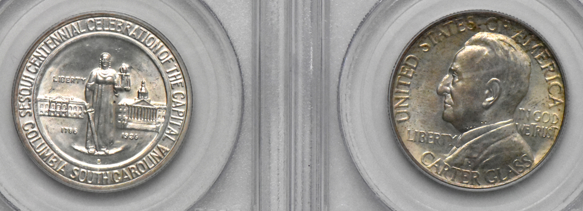 Four silver commem half-dollars, all PCGS MS-65