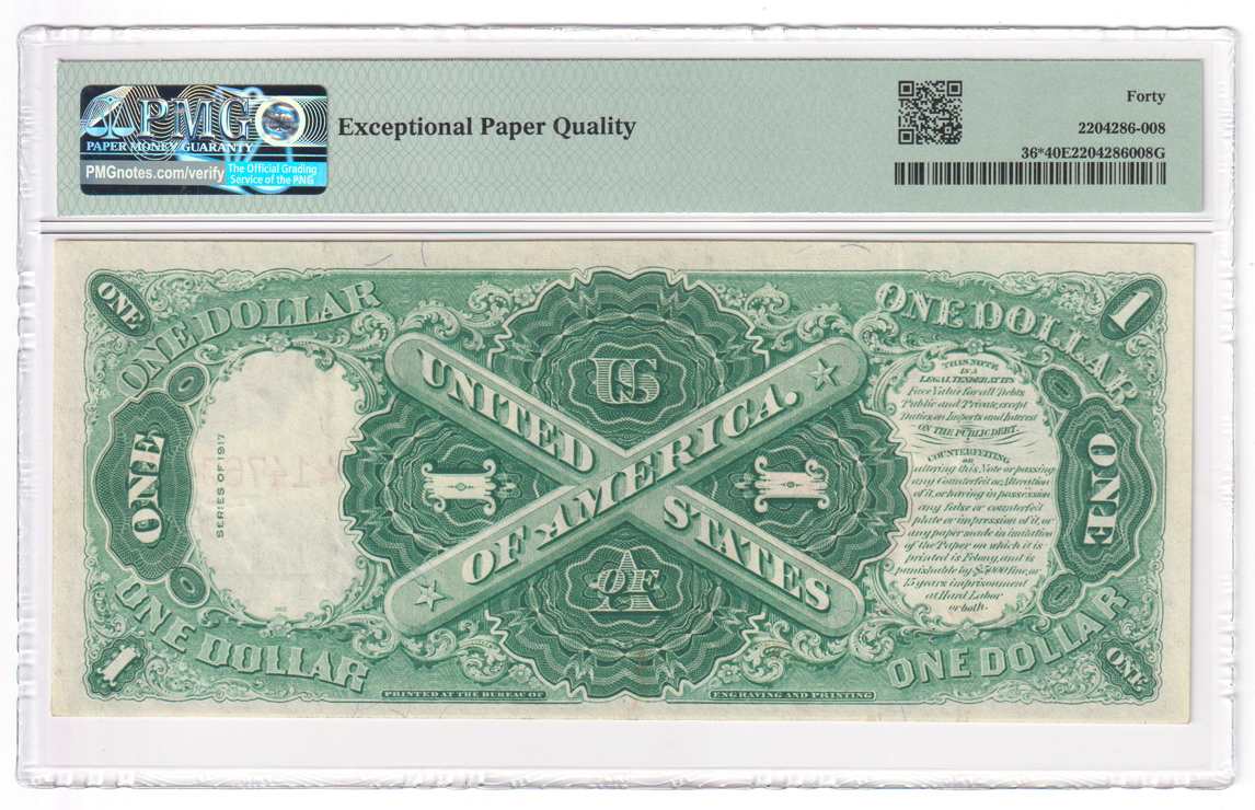 1917 $1 Star Fr# 36* - PMG XF-40 EPQ