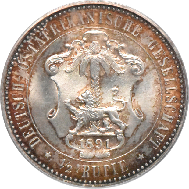 German East Africa - 1891 1/2 rupie - PCGS MS-65
