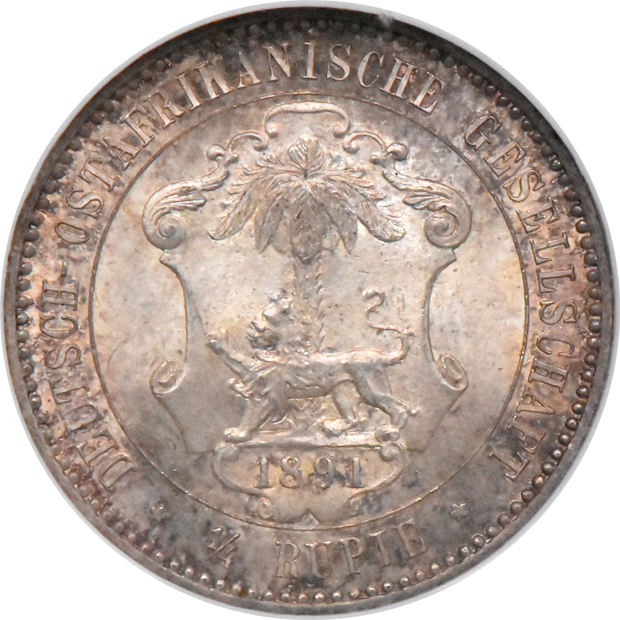 German East Africa - 1891 1/4 rupie - NGC MS-66