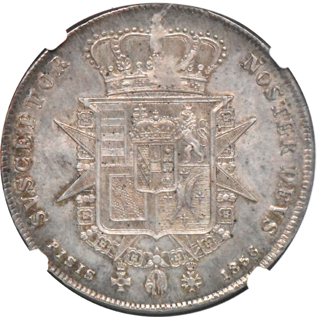 Italy - Tuscany 1856 4 fiorini - NGC MS-63