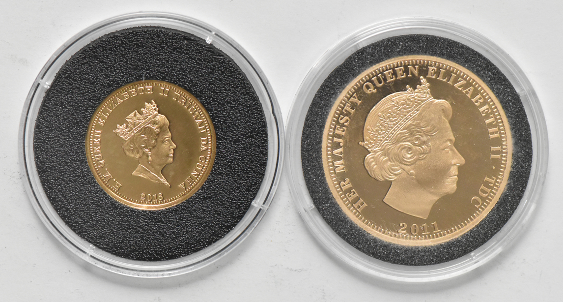 Tristan Da Cunha - 2011 The Royal Wedding Proof double sovereign, and a 2016 75th Anniversary of the USS Arizona sovereign, both with box and certificate