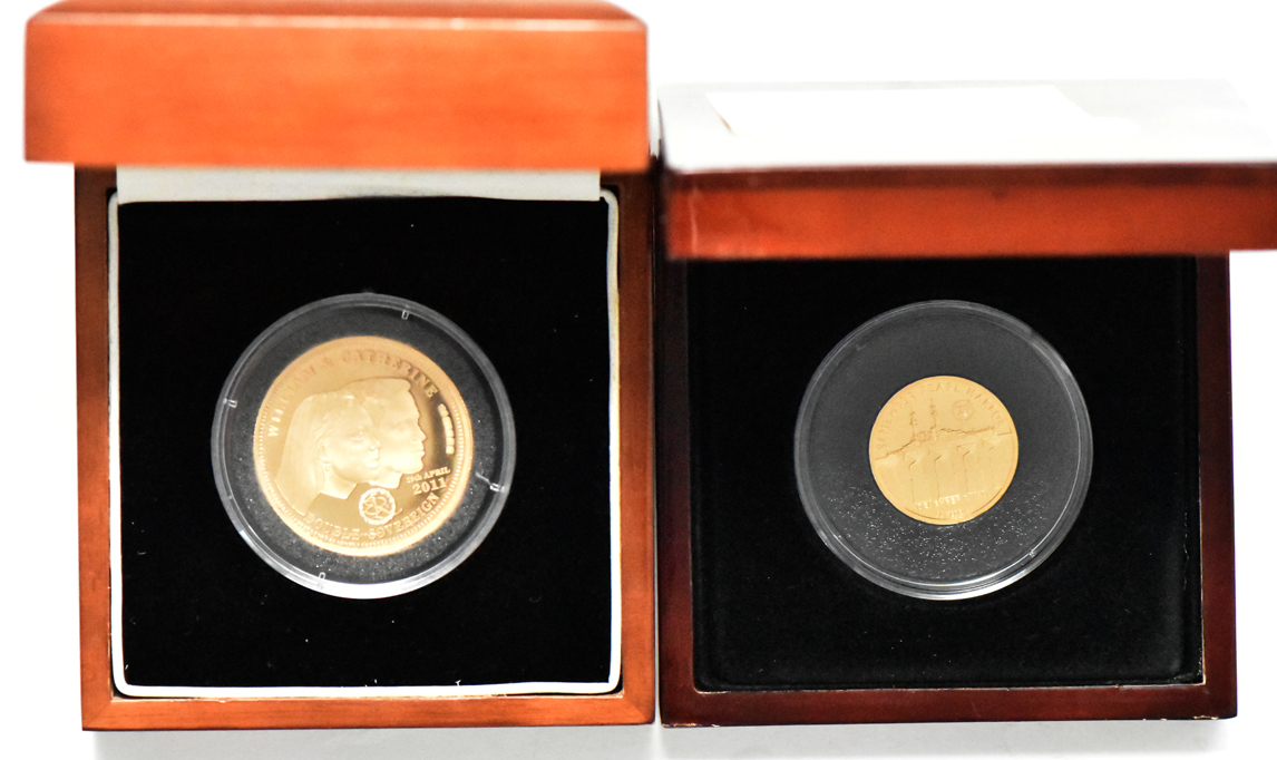 Tristan Da Cunha - 2011 The Royal Wedding Proof double sovereign, and a 2016 75th Anniversary of the USS Arizona sovereign, both with box and certificate